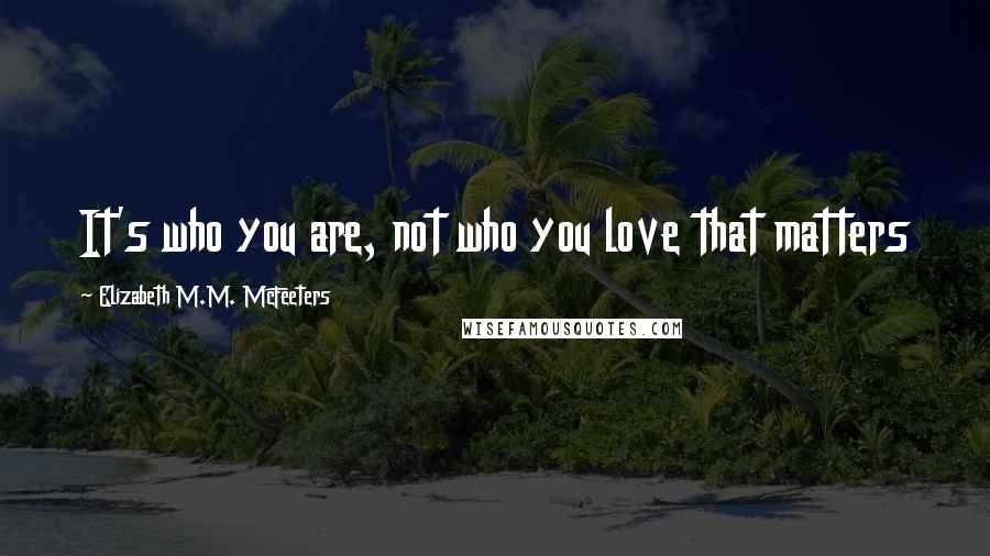 Elizabeth M.M. McFeeters quotes: It's who you are, not who you love that matters