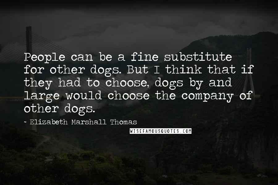 Elizabeth Marshall Thomas quotes: People can be a fine substitute for other dogs. But I think that if they had to choose, dogs by and large would choose the company of other dogs.