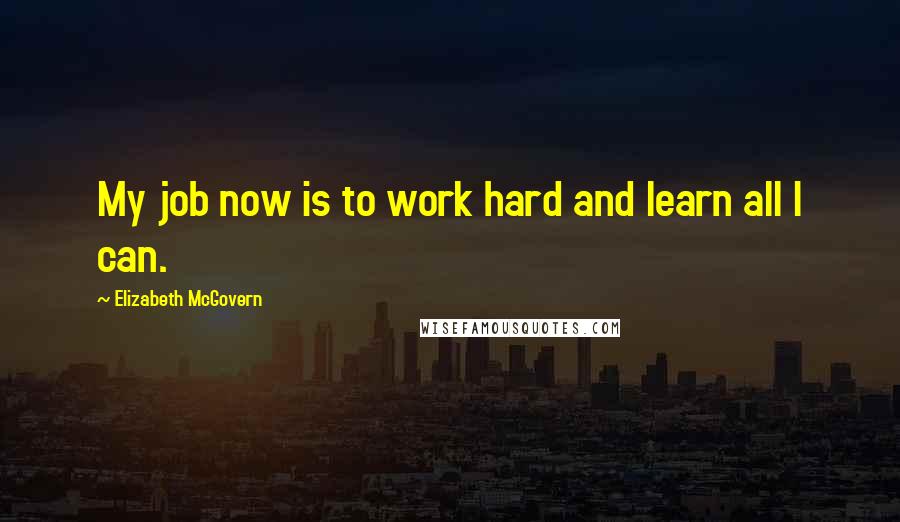 Elizabeth McGovern quotes: My job now is to work hard and learn all I can.