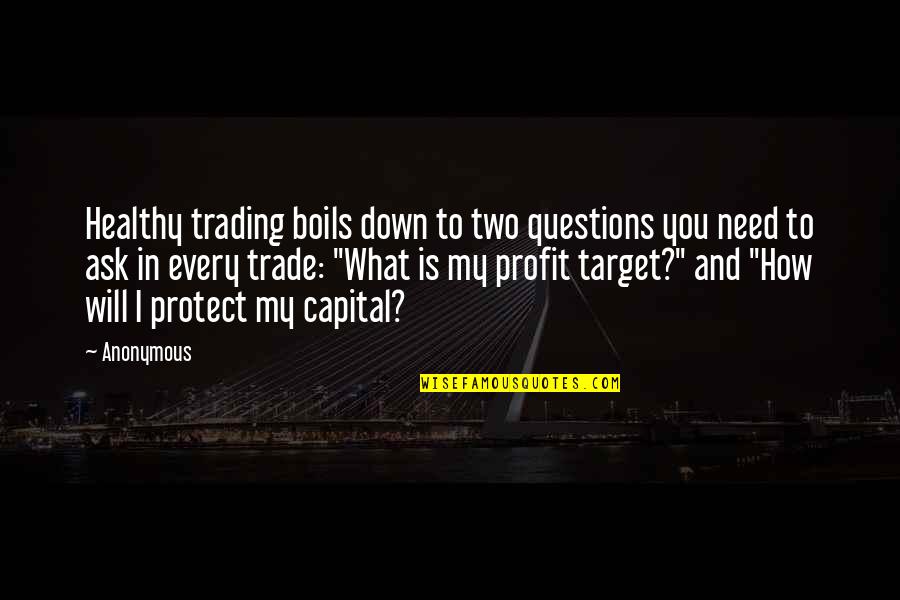 Elizabeth Rudnick Quotes By Anonymous: Healthy trading boils down to two questions you