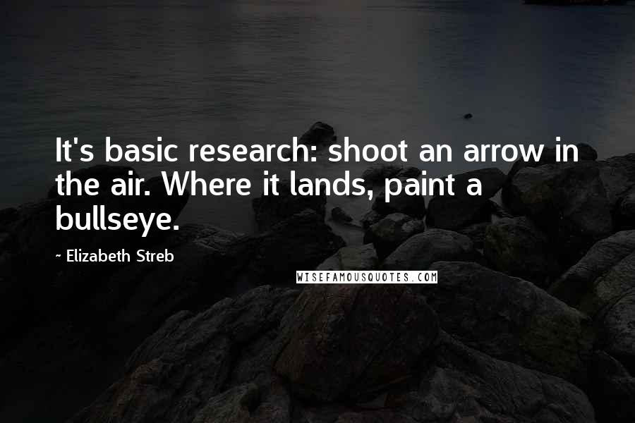 Elizabeth Streb quotes: It's basic research: shoot an arrow in the air. Where it lands, paint a bullseye.