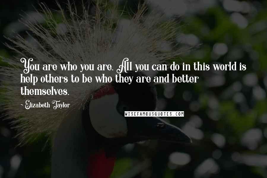 Elizabeth Taylor quotes: You are who you are. All you can do in this world is help others to be who they are and better themselves.