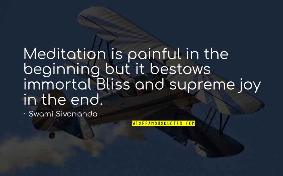 Elizabeth Warren Education Quotes By Swami Sivananda: Meditation is painful in the beginning but it Elizabeth Warren Education Quotes By Swami Sivananda: Meditation is painful in the beginning but it