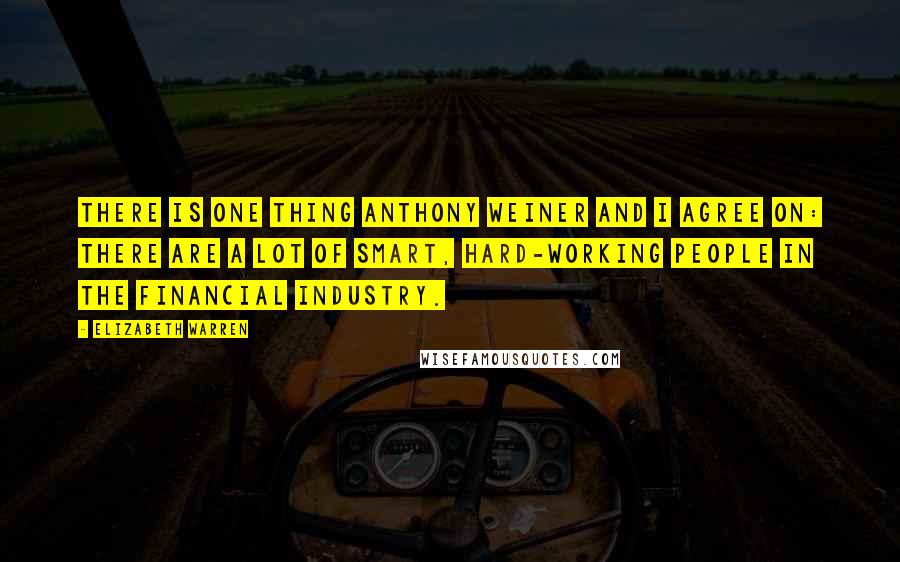 Elizabeth Warren quotes: There is one thing Anthony Weiner and I agree on: there are a lot of smart, hard-working people in the financial industry.