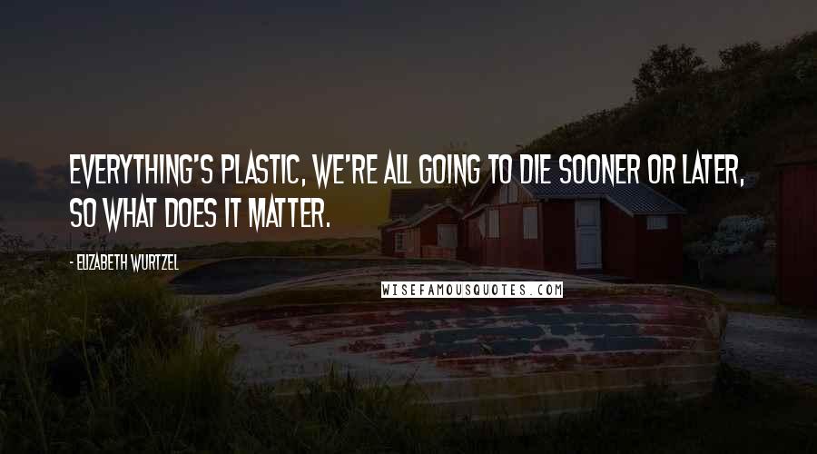 Elizabeth Wurtzel quotes: Everything's plastic, we're all going to die sooner or later, so what does it matter.