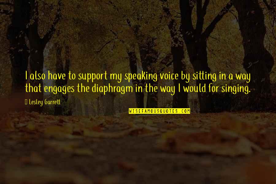 Elizabetta Baletta Quotes By Lesley Garrett: I also have to support my speaking voice