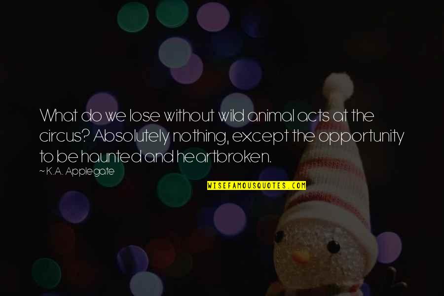 Eljamal Elias Quotes By K.A. Applegate: What do we lose without wild animal acts Eljamal Elias Quotes By K.A. Applegate: What do we lose without wild animal acts