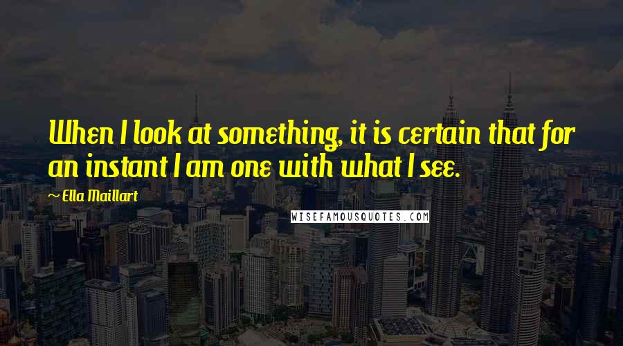 Ella Maillart quotes: When I look at something, it is certain that for an instant I am one with what I see.