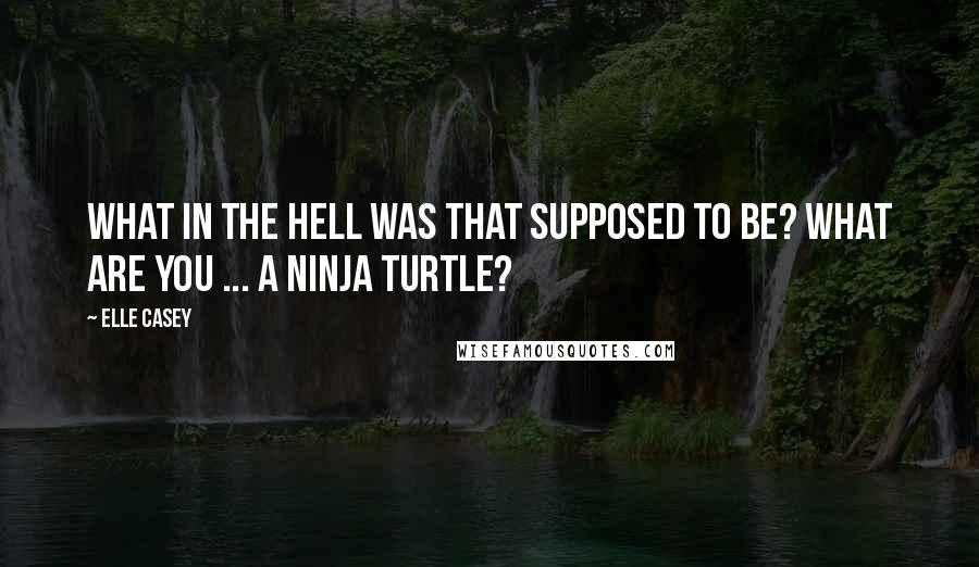 Elle Casey quotes: What in the hell was that supposed to be? What are you ... a Ninja Turtle?