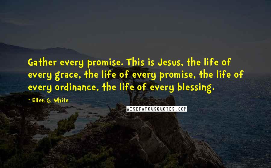 Ellen G. White quotes: Gather every promise. This is Jesus, the life of every grace, the life of every promise, the life of every ordinance, the life of every blessing.