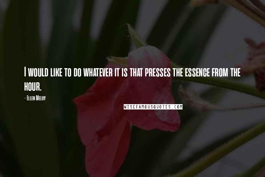 Ellen Meloy quotes: I would like to do whatever it is that presses the essence from the hour.