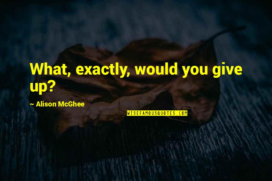 Ellenbogen Creative Media Quotes By Alison McGhee: What, exactly, would you give up? Ellenbogen Creative Media Quotes By Alison McGhee: What, exactly, would you give up?