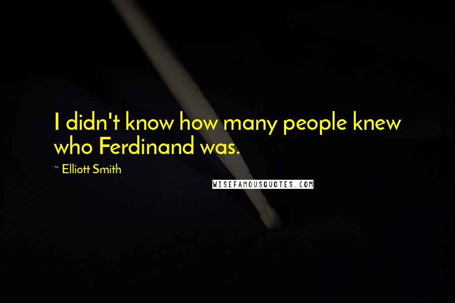 Elliott Smith quotes: I didn't know how many people knew who Ferdinand was.