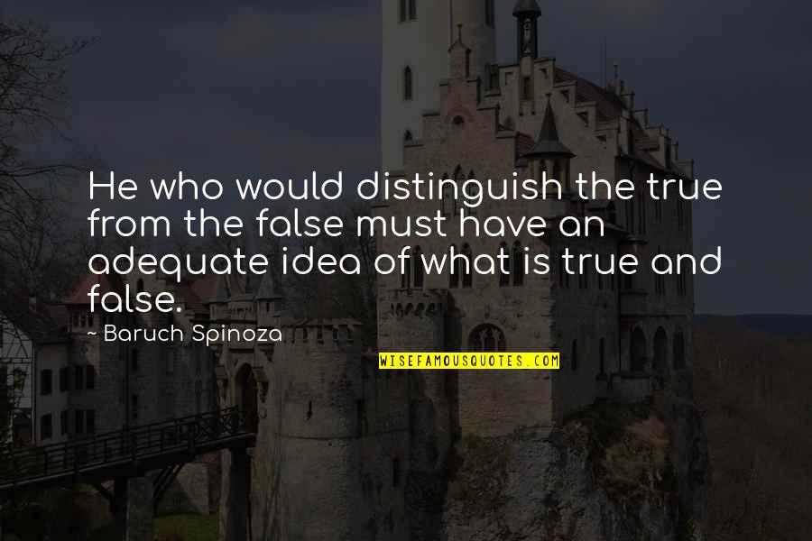 Ells Writing Quotes By Baruch Spinoza: He who would distinguish the true from the