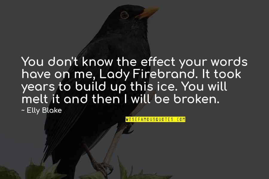 Elly Quotes By Elly Blake: You don't know the effect your words have