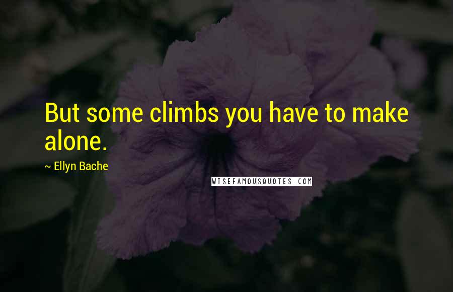 Ellyn Bache quotes: But some climbs you have to make alone.