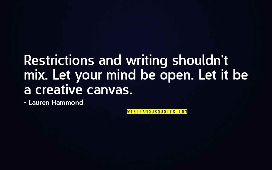 Elona Wiki Quotes By Lauren Hammond: Restrictions and writing shouldn't mix. Let your mind Elona Wiki Quotes By Lauren Hammond: Restrictions and writing shouldn't mix. Let your mind