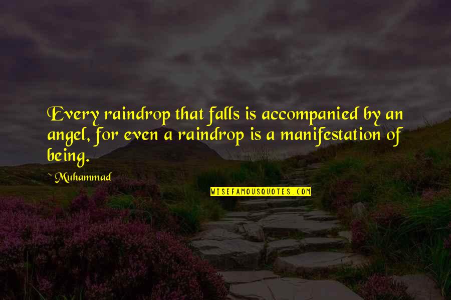 Elope Quotes By Muhammad: Every raindrop that falls is accompanied by an