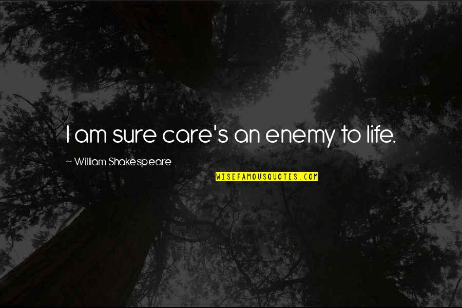 Eloped Marriage Quotes By William Shakespeare: I am sure care's an enemy to life.