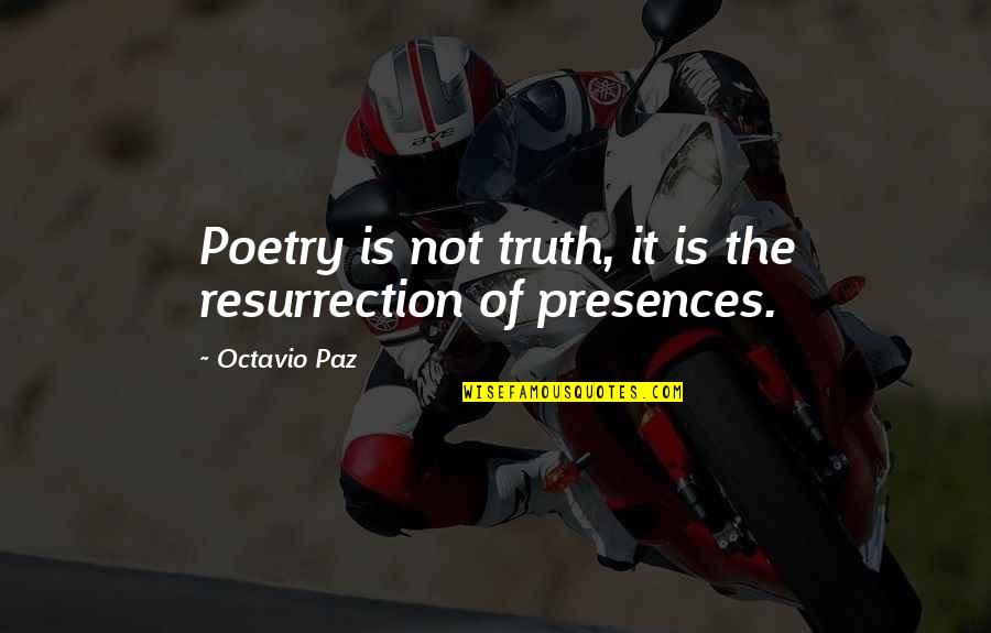 Elosegui Md Quotes By Octavio Paz: Poetry is not truth, it is the resurrection