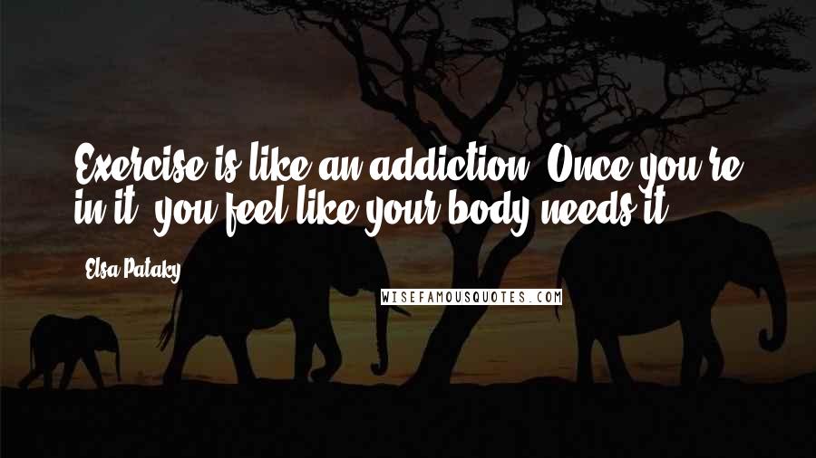 Elsa Pataky quotes: Exercise is like an addiction. Once you're in it, you feel like your body needs it.