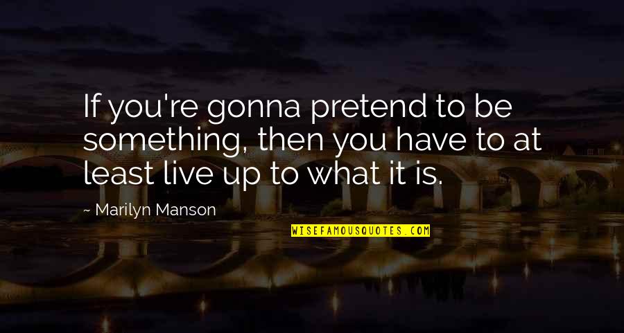 Elsabe Griesel Quotes By Marilyn Manson: If you're gonna pretend to be something, then Elsabe Griesel Quotes By Marilyn Manson: If you're gonna pretend to be something, then