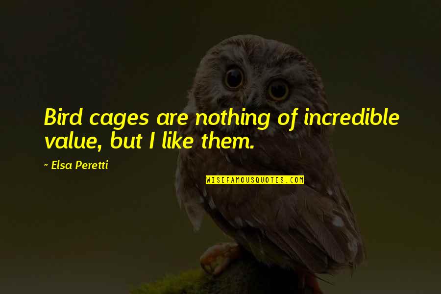Elsa's Quotes By Elsa Peretti: Bird cages are nothing of incredible value, but