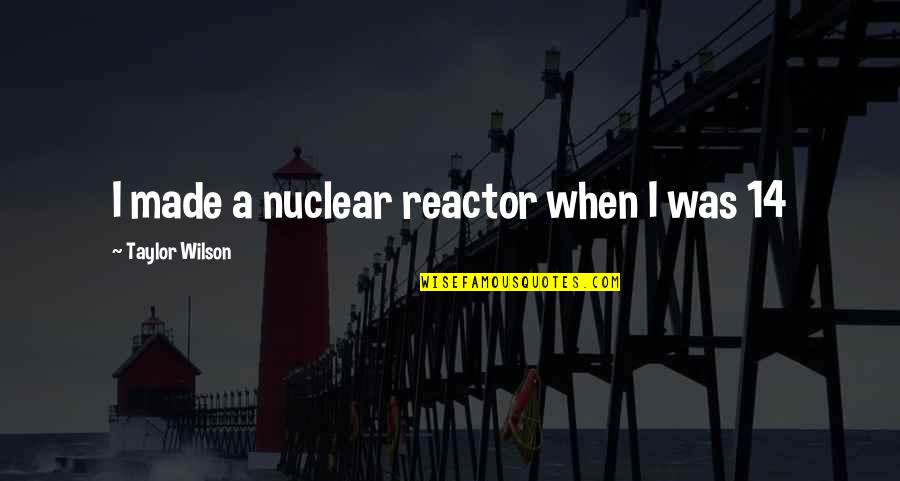Elsasser Chiro Quotes By Taylor Wilson: I made a nuclear reactor when I was Elsasser Chiro Quotes By Taylor Wilson: I made a nuclear reactor when I was