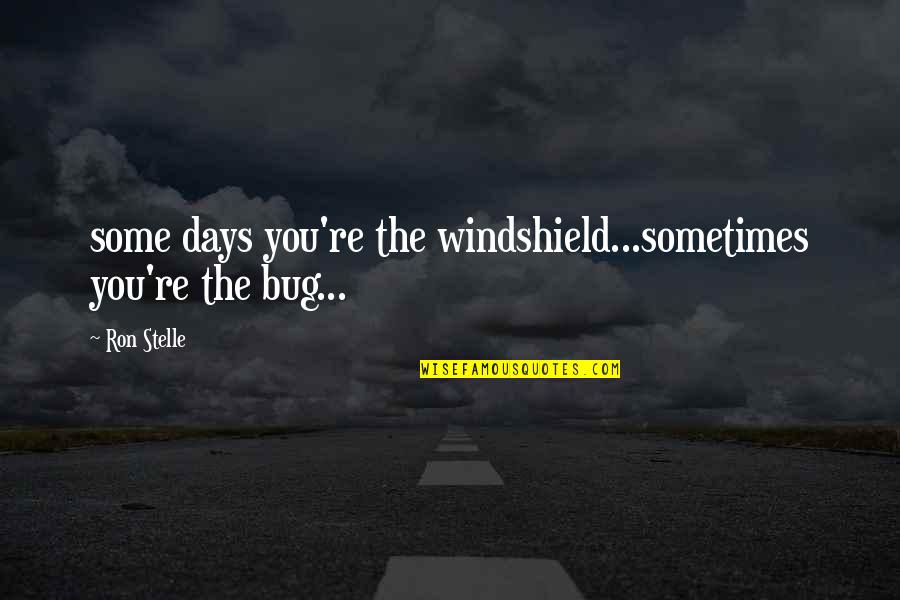 Elsbeth Hearn Quotes By Ron Stelle: some days you're the windshield...sometimes you're the bug...