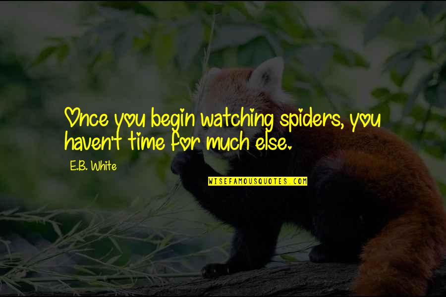 Else'e Quotes By E.B. White: Once you begin watching spiders, you haven't time