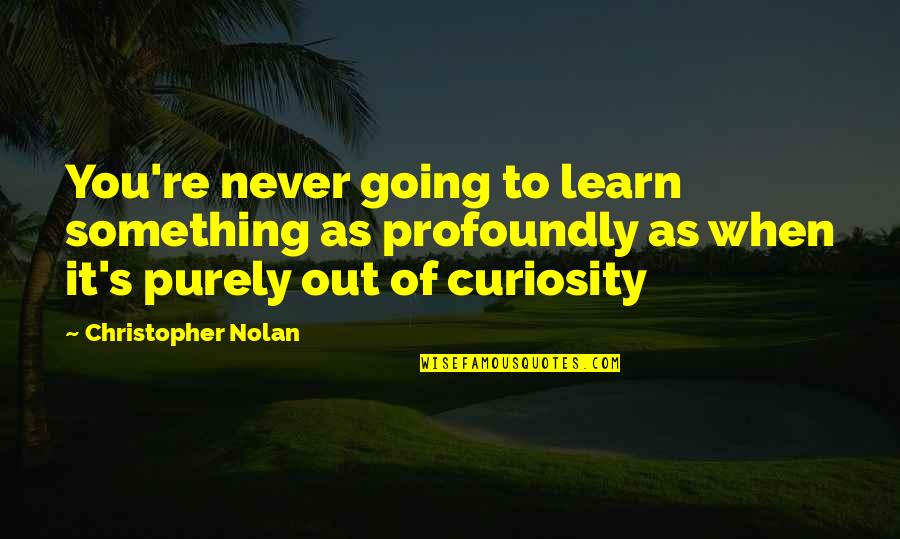 Elson And Company Quotes By Christopher Nolan: You're never going to learn something as profoundly
