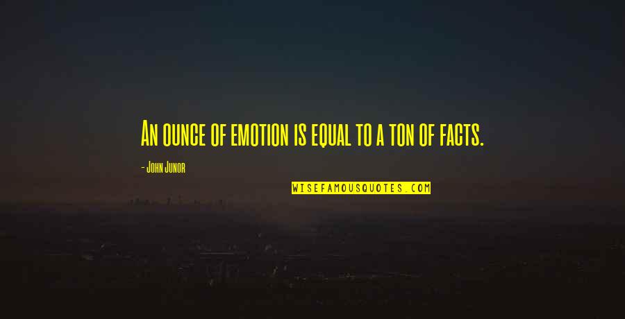Elstners Quotes By John Junor: An ounce of emotion is equal to a Elstners Quotes By John Junor: An ounce of emotion is equal to a