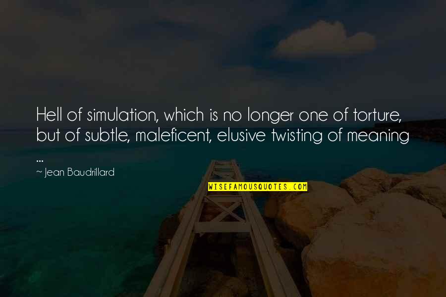 Elusive Quotes By Jean Baudrillard: Hell of simulation, which is no longer one