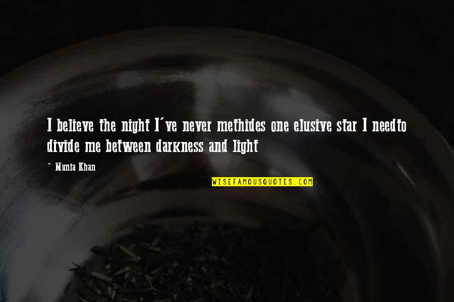 Elusive Quotes By Munia Khan: I believe the night I've never methides one