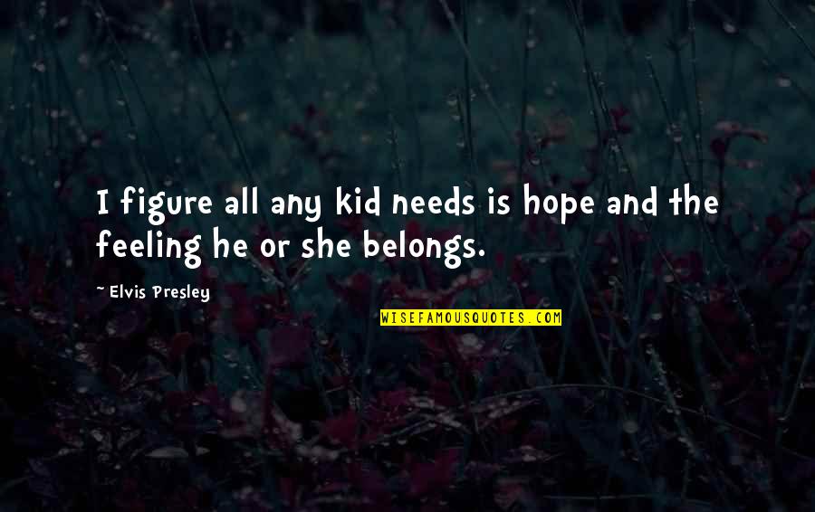 Elv Rosi Sz Nh Z Quotes By Elvis Presley: I figure all any kid needs is hope