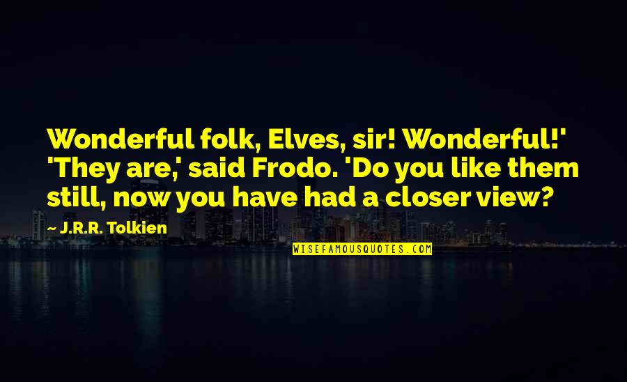 Elves In Lord Quotes By J.R.R. Tolkien: Wonderful folk, Elves, sir! Wonderful!' 'They are,' said