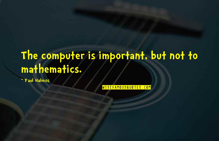 Elyanne Ratcliffe Quotes By Paul Halmos: The computer is important, but not to mathematics.