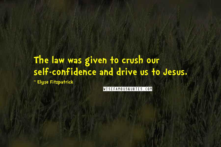 Elyse Fitzpatrick quotes: The law was given to crush our self-confidence and drive us to Jesus.