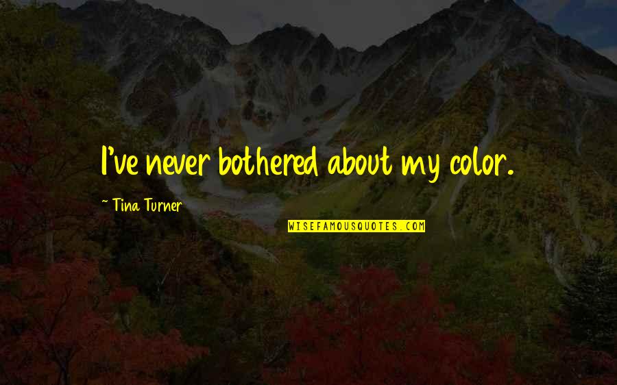 Elyses Castle Quotes By Tina Turner: I've never bothered about my color. Elyses Castle Quotes By Tina Turner: I've never bothered about my color.