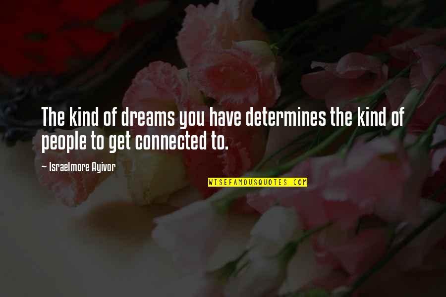 Elyzer Quotes By Israelmore Ayivor: The kind of dreams you have determines the