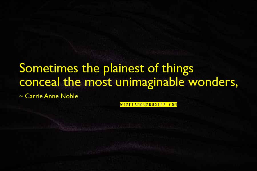 Emaint Quotes By Carrie Anne Noble: Sometimes the plainest of things conceal the most