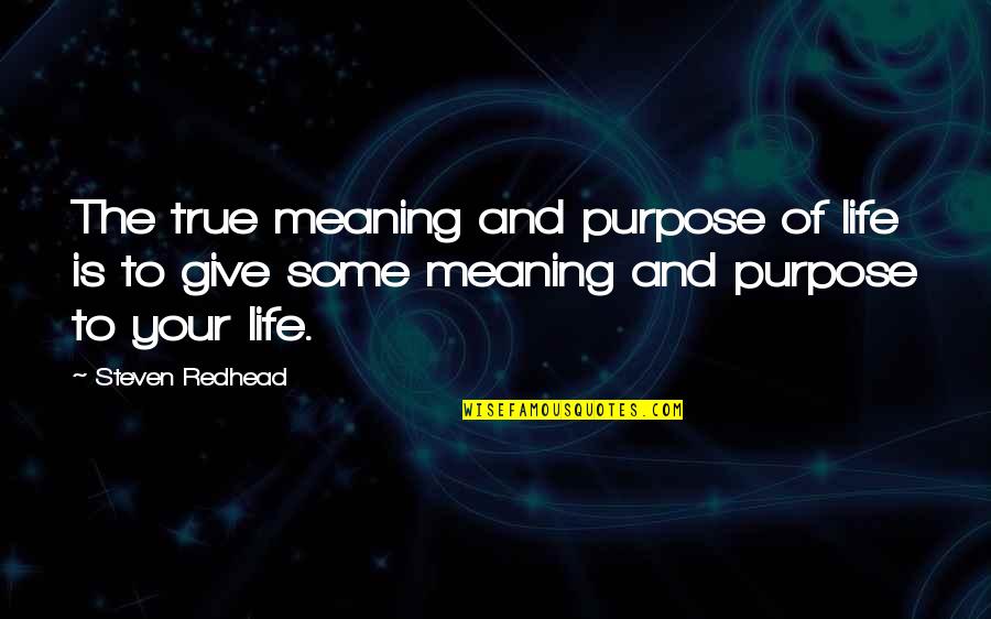 Embankments Geography Quotes By Steven Redhead: The true meaning and purpose of life is