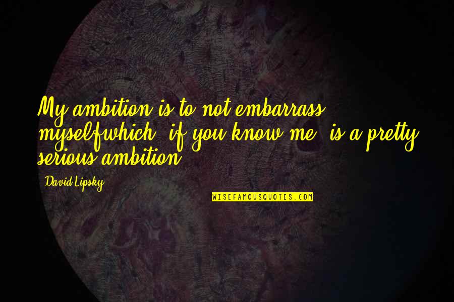 Embarrass Quotes By David Lipsky: My ambition is to not embarrass myselfwhich, if