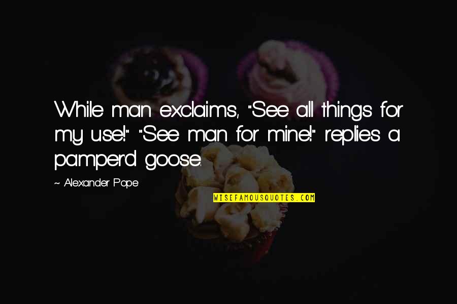 Embassage Quotes By Alexander Pope: While man exclaims, "See all things for my