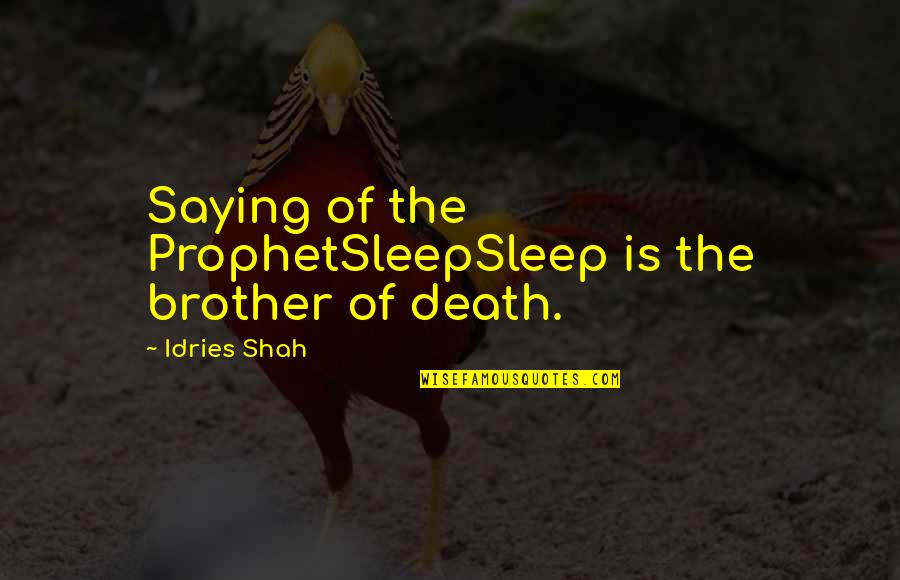 Emberly Frontier Quotes By Idries Shah: Saying of the ProphetSleepSleep is the brother of
