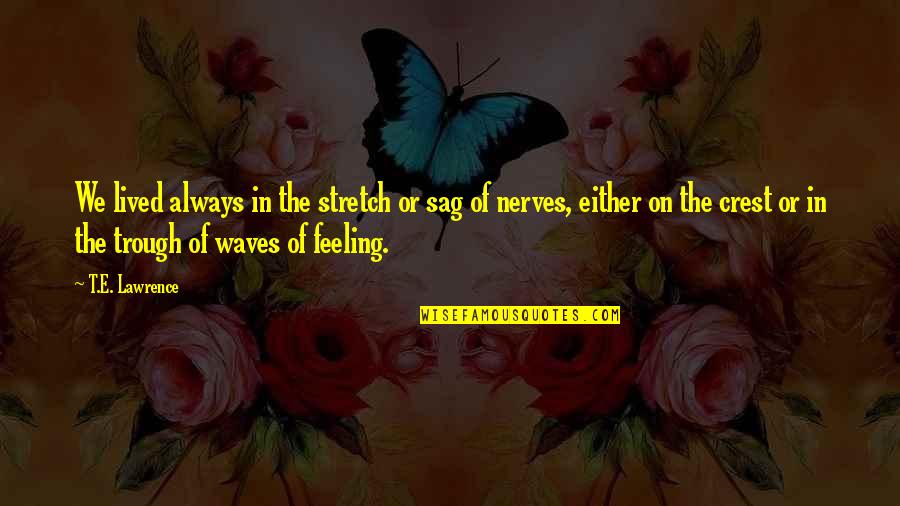 Embers Quote Quotes By T.E. Lawrence: We lived always in the stretch or sag Embers Quote Quotes By T.E. Lawrence: We lived always in the stretch or sag