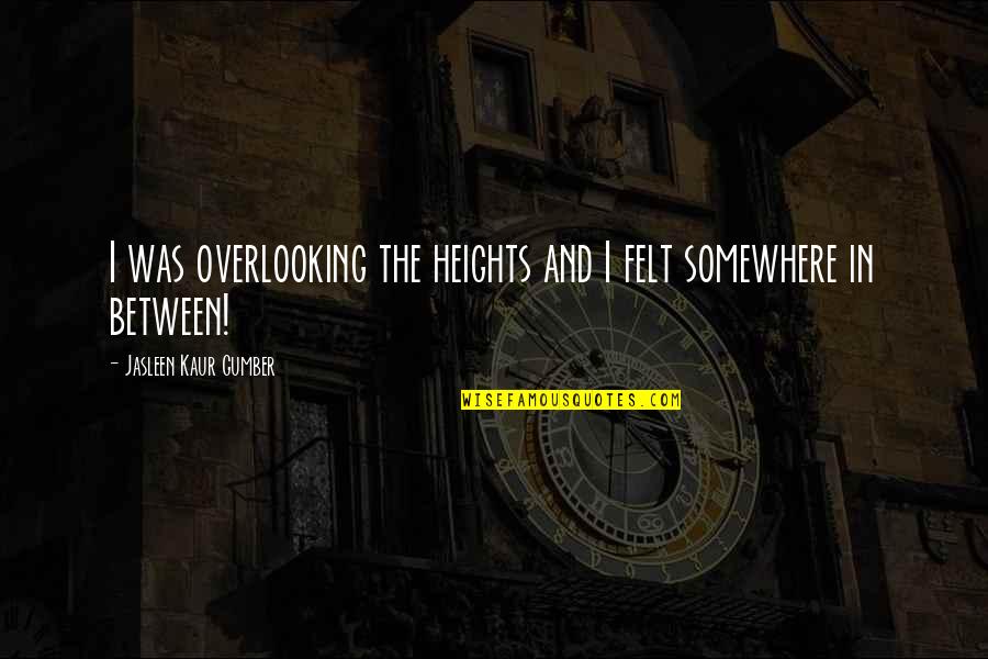Emblaze Fat Quotes By Jasleen Kaur Gumber: I was overlooking the heights and I felt