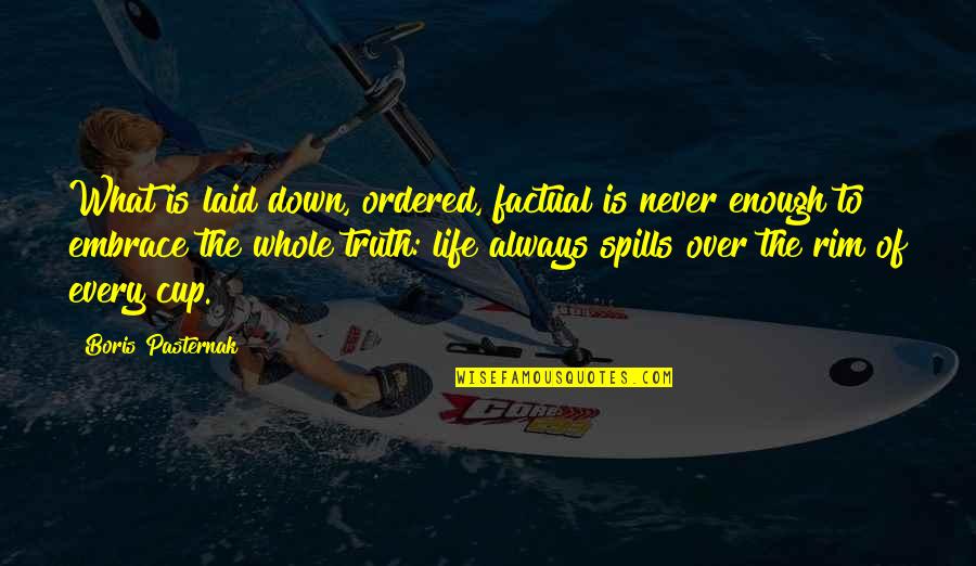 Embrace Truth Quotes By Boris Pasternak: What is laid down, ordered, factual is never Embrace Truth Quotes By Boris Pasternak: What is laid down, ordered, factual is never