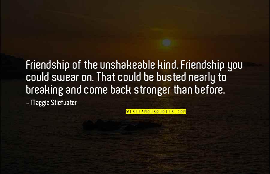 Embryological Quotes By Maggie Stiefvater: Friendship of the unshakeable kind. Friendship you could