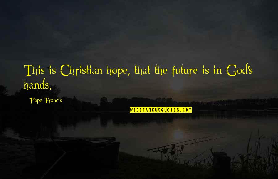 Emelie Gonzales Quotes By Pope Francis: This is Christian hope, that the future is